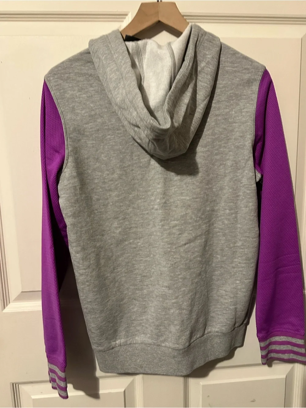 Adidas | Sweatshirt | Gray Hoodie with Purple Sleeves